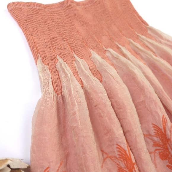 Floral Peach and Orange Dress Onesize - Picture 7 of 8